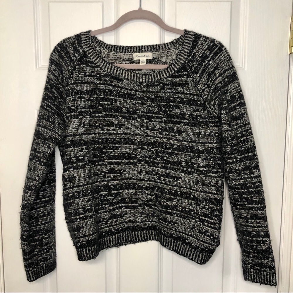 CALVIN Klein Wool Grey & Black Sweater Medium